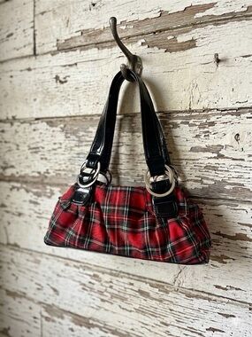 Spring Y2K Red Tartan Plaid Baguette Shoulder Bag